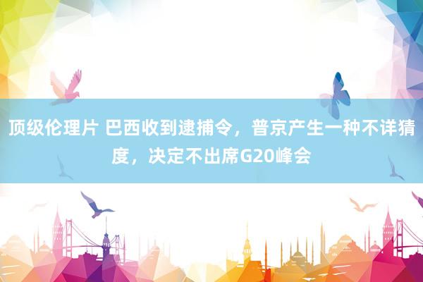 顶级伦理片 巴西收到逮捕令,普京产生一种不详猜度,决定不出席G20峰会
