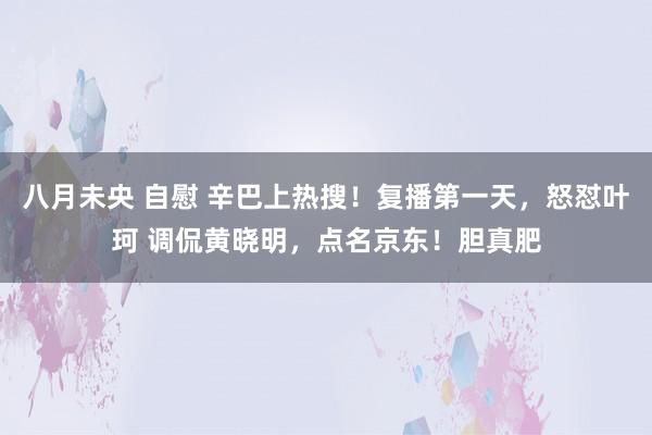 八月未央 自慰 辛巴上热搜!复播第一天,怒怼叶珂 调侃黄晓明,点名京东!胆真肥
