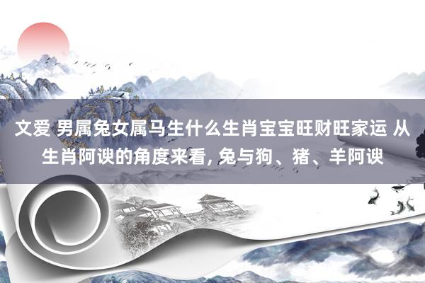 文爱 男属兔女属马生什么生肖宝宝旺财旺家运 从生肖阿谀的角度来看, 兔与狗、猪、羊阿谀